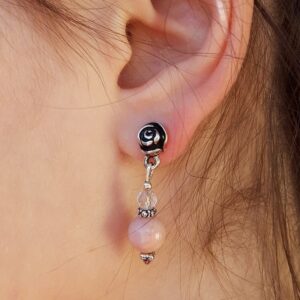 31 04b Boucles doreilles Opale rose et Cristal de roche