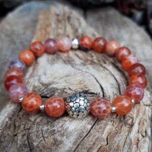 Bracelet Agate de feu avec perles en Argent 925