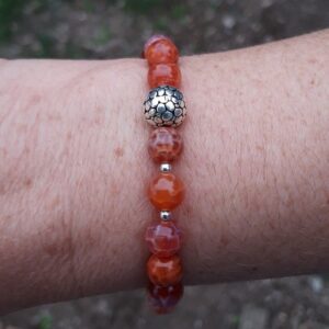63 8ab Bracelet Agate de feu avec perles en Argent 925