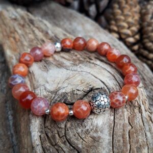 67 fb7 Bracelet Agate de feu avec perles en Argent 925
