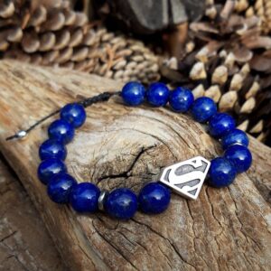 99 519 Bracelet Lapis Lazuli avec perle Superman argentee