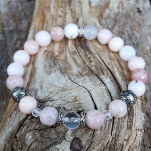 Bracelet Opale rose, Cristal de roche en métal argent
