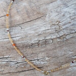 126 10d Collier Citrine naturelle Cornaline Grenat et perles Argent 925