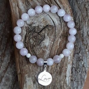 Bracelet Kunzite avec une breloque Love en Argent 925