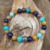 bracelet homme Amazonite, bois pétrifié, sodalite avec perle en Argent 925