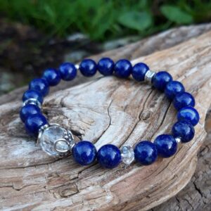 Alternative view of Bracelet Lapis-Lazuli et Cristal de roche en Argent 925