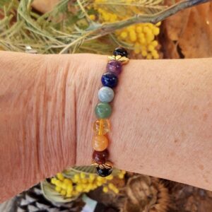380 587 Bracelet 7 chakras Agate noire
