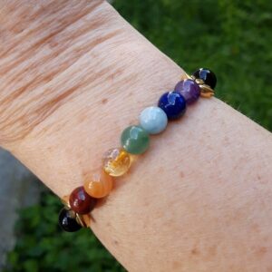 381 726 Bracelet 7 chakras Agate noire