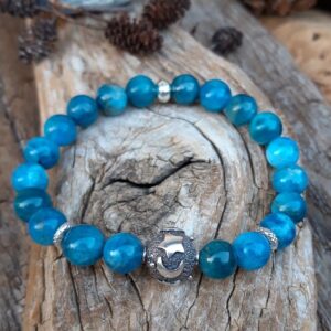 Bracelet Apatite bleue et perle en Argent 925