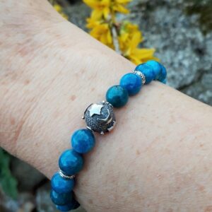 211 55c Bracelet Apatite bleue et perle en Argent 925