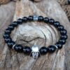 Bracelet Spinelle noir avec perle Dark Vador argent