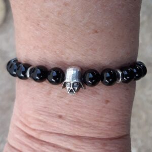 245 dc3 Bracelet Spinelle noir avec perle Dark Vador argent