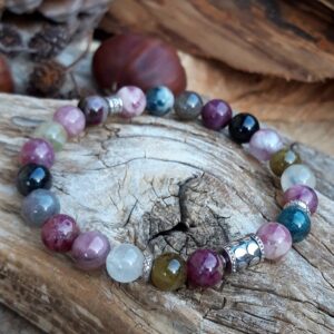 198 2ec Bracelet Tourmaline et perles de Bali en Argent 925