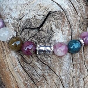 201 5f1 Bracelet Tourmaline et perles de Bali en Argent 925