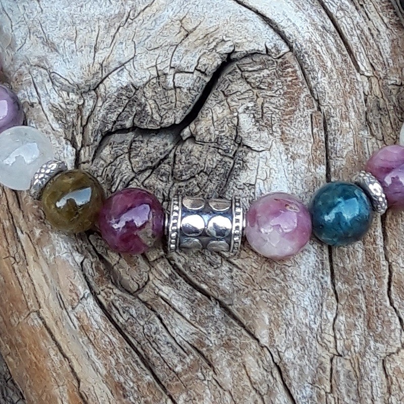 201 5f1 Bracelet Tourmaline et perles de Bali en Argent 925