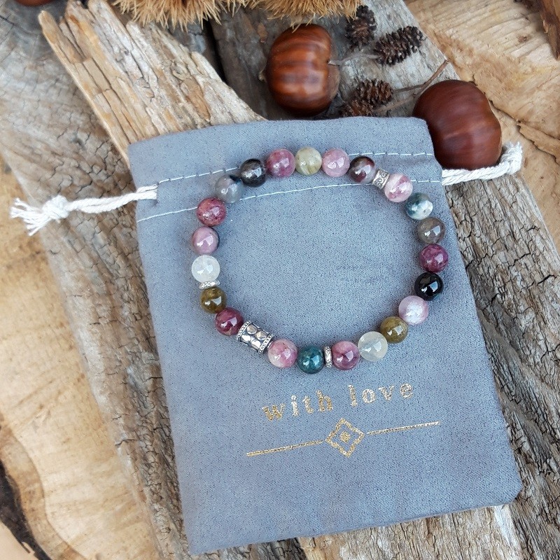 197 732 Bracelet Tourmaline et perles de Bali en Argent 925