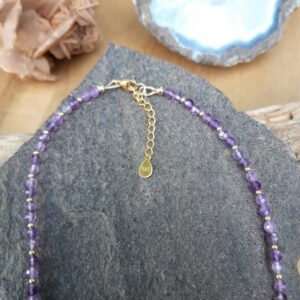 312 500 Collier Amethyste perles vermeil et medaille lotus