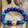 Bracelet Lapis-lazuli et Apatite bleue avec une perle en Vermeil