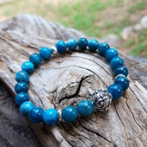 565 714 Bracelet Apatite bleue et perle de Bali en Argent 925