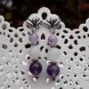 Boucles d'oreilles en Améthyste et Jade blanc avec lotus argenté