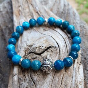 Bracelet Apatite bleue et perle de Bali en Argent 925