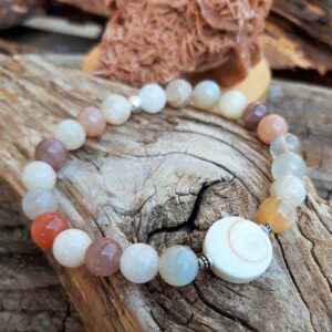 557 3a0 Bracelet en Pierre de Lune et OEil de Sainte Lucie
