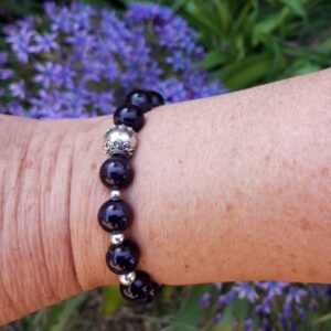 610 4b2 Bracelet Amethyste et perle de Bali en Argent 925