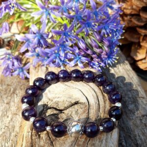 612 1f1 Bracelet Amethyste et perle de Bali en Argent 925
