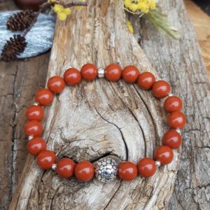 653 1e4 Bracelet Jaspe rouge avec perles en Argent 925