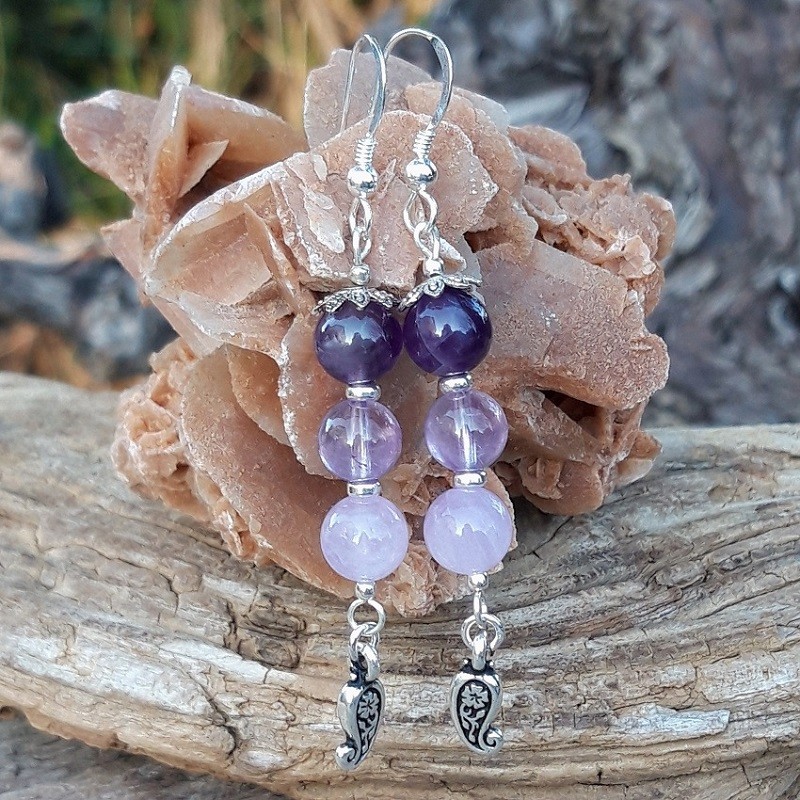 Boucles d'oreilles Améthyste en Argent 925