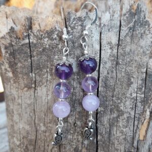 681 3d7 Boucles doreilles Amethyste en Argent 925