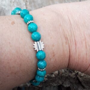 731 0f7 Bracelet en Amazonite et perles argentees