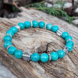 732 715 Bracelet en Amazonite et perles argentees