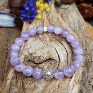 758 902 Bracelet Amethyste lavande et perle de Bali en Argent 925