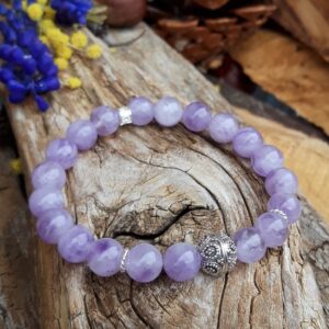Bracelet Améthyste lavande et perle de Bali en Argent 925
