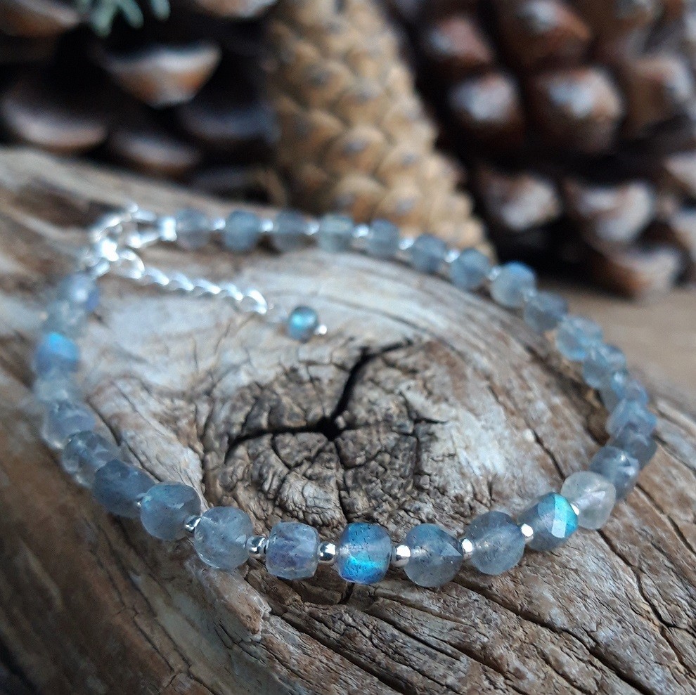 Bracelet en Labradorite facettée en argent 925