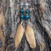 Boucles doreilles en Apatite bleue plumes et metal argente