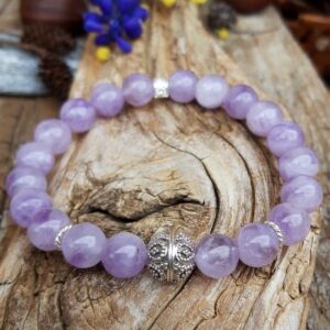 762 50c Bracelet Amethyste lavande et perle de Bali en Argent 925
