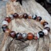 Bracelet en Agate zonée marron avec perle noeud celtique argenté