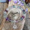 Bracelet Fluorite avec une breloque Lotus en Argent 925
