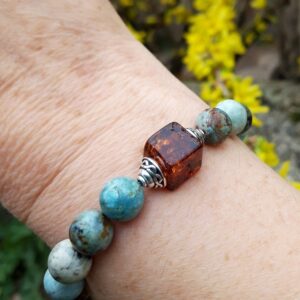 810 e1f Bracelet Opale bleue Ambre en metal argente