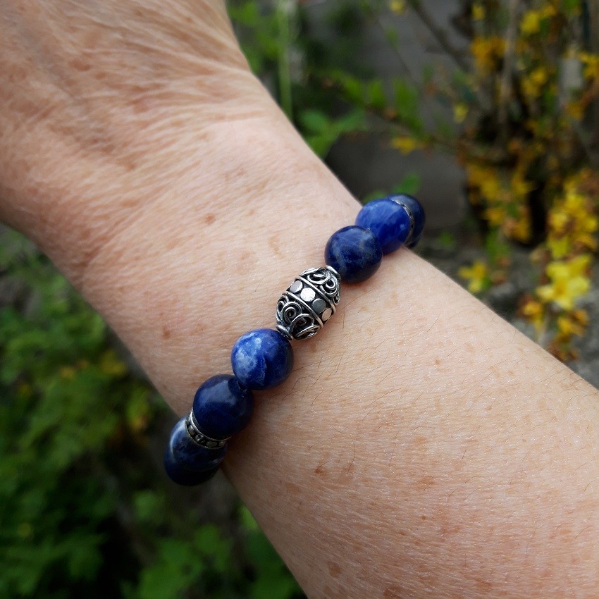 749 b0e Bracelet Sodalite et perle de Bali en Argent 925