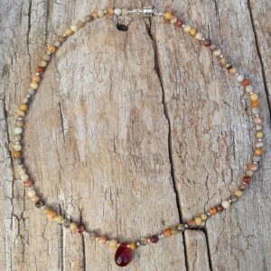 620 545 Collier Agate Crazy Lace avec pendentif en Cornaline