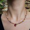 Collier Agate Crazy Lace avec pendentif en Cornaline