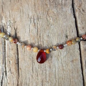 622 006 Collier Agate Crazy Lace avec pendentif en Cornaline