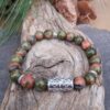 887 6bf Bracelet Unakite et perles de Bali en Argent 925