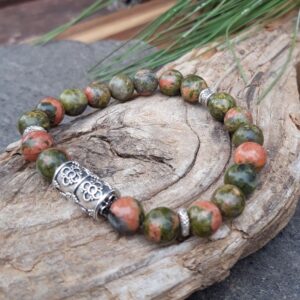 888 361 Bracelet Unakite et perles de Bali en Argent 925