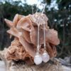 Boucles d'oreilles en Quartz rose et chainette en Argent 925