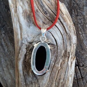 968 258 Pendentif Obsidienne noire et Argent 925