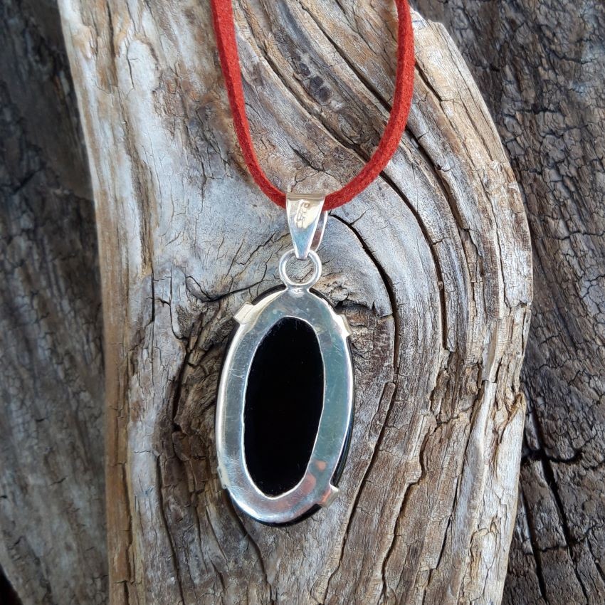 968 258 Pendentif Obsidienne noire et Argent 925